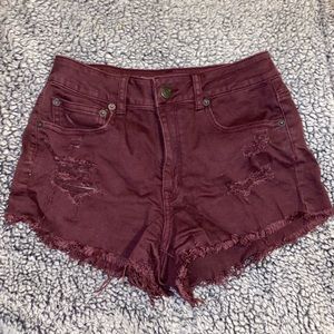 Maroon American eagle jean shorts size 8